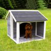 Large Outdoor Wooden Dog House;  Waterproof Dog Cage;  Windproof and Warm Dog Kennel with Porch Deck