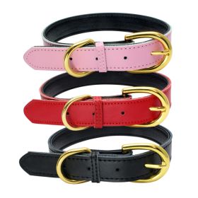 Genuine Leather Dog Collar; Wide Dog Collar; Soft Padded Breathable Adjustable Tactical Waterproof Pet Collar (Specification (L * W): S 37*1.5cm, colour: Powder)