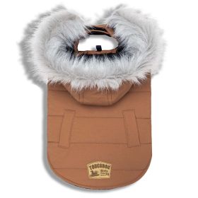 Touchdog 'Eskimo-Swag' Duck-Down Parka Dog Coat (Color: Brown, size: medium)