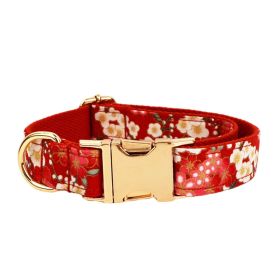 Japanese Floral Dog Collar Alloy Buckle Hand Holding Rope Pet Collar (Option: Dog Collar-M)